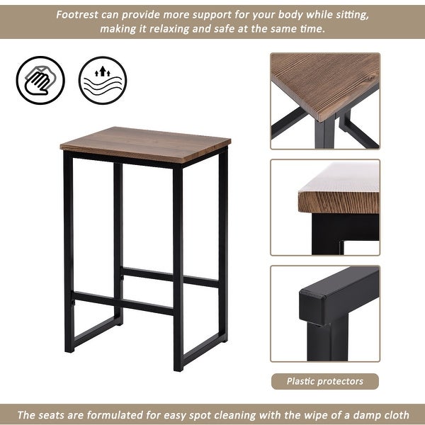 Nestfair 3-Piece Retro Pub Set with Countertop and Bar Stools