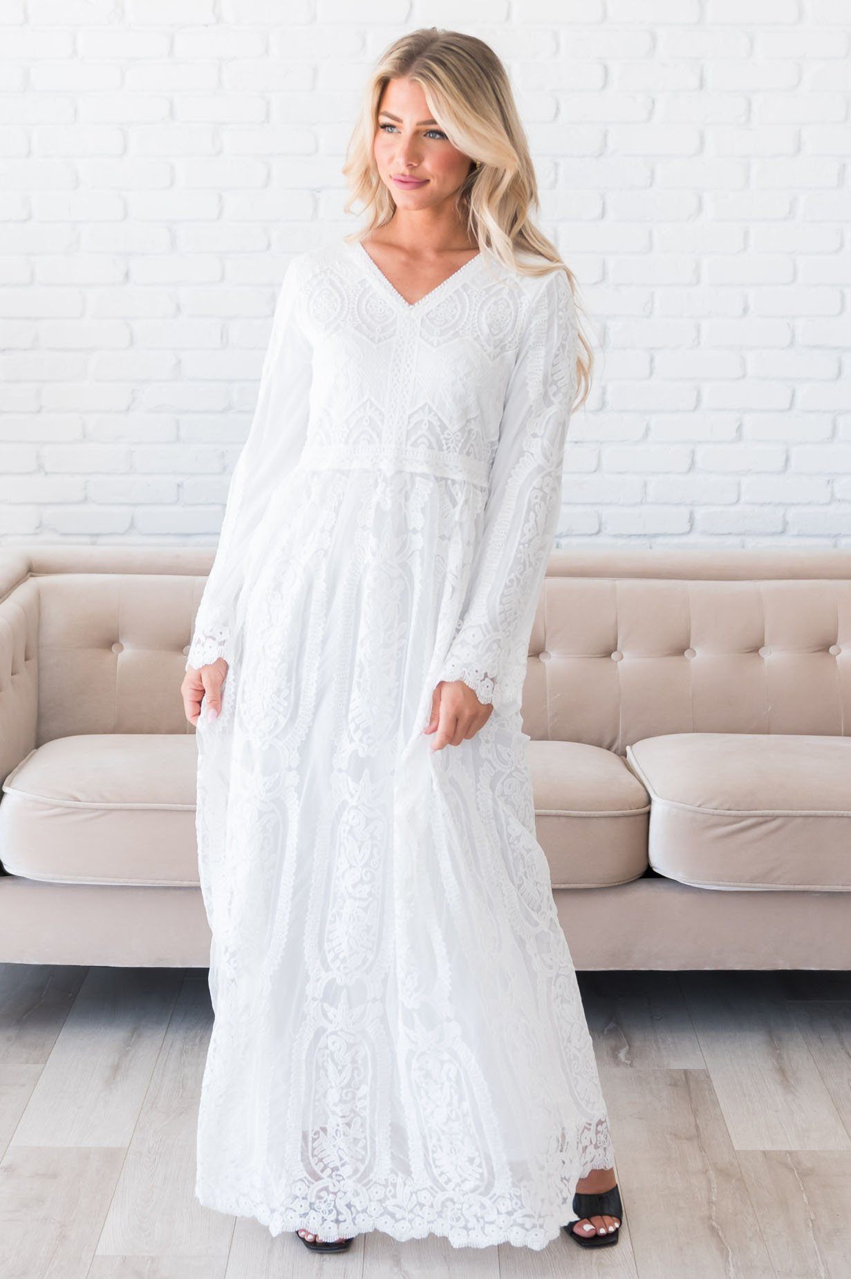 The White Modest Temple Dress