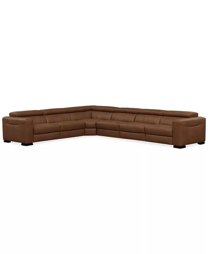 Furniture Rinan 158 6-Pc. Leather Sectional with 3 Power Recliners