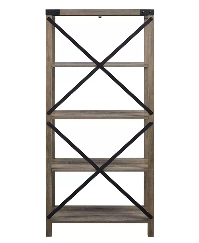 Walker Edison Farmhouse Metal X Bookcase