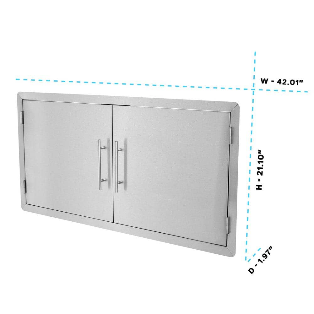 AdirHome 42 in. Stainless Steel Single Face BBQ Grill Double Access Door Panel 302-42-SF