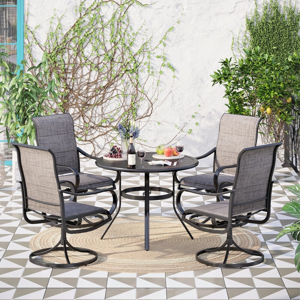 5 piece Patio Dining Set   4 Patio Swivel Dining Chairs  1 Round 37.8\