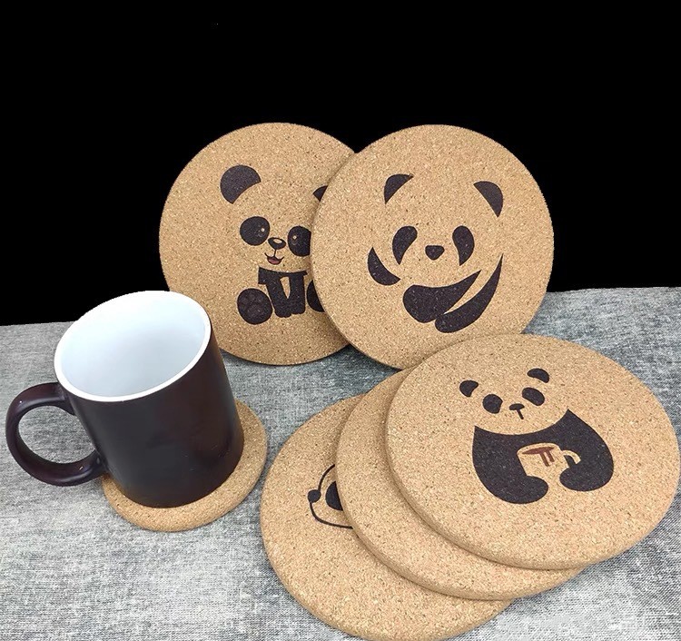 Round cork coaster cute panda insulation coaster coaster