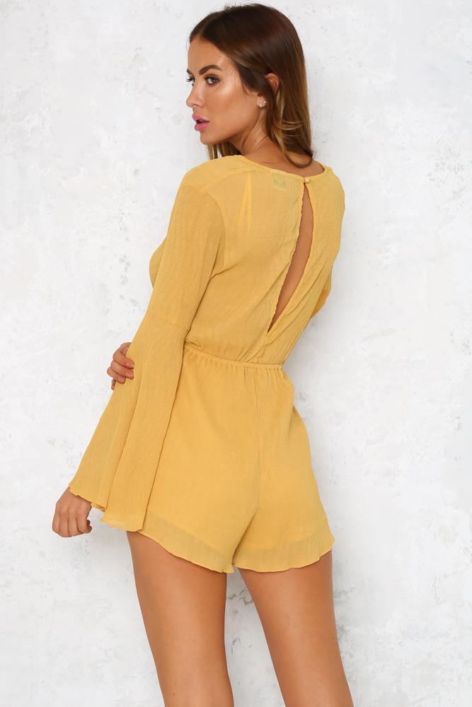 Knot Me Romper Mustard