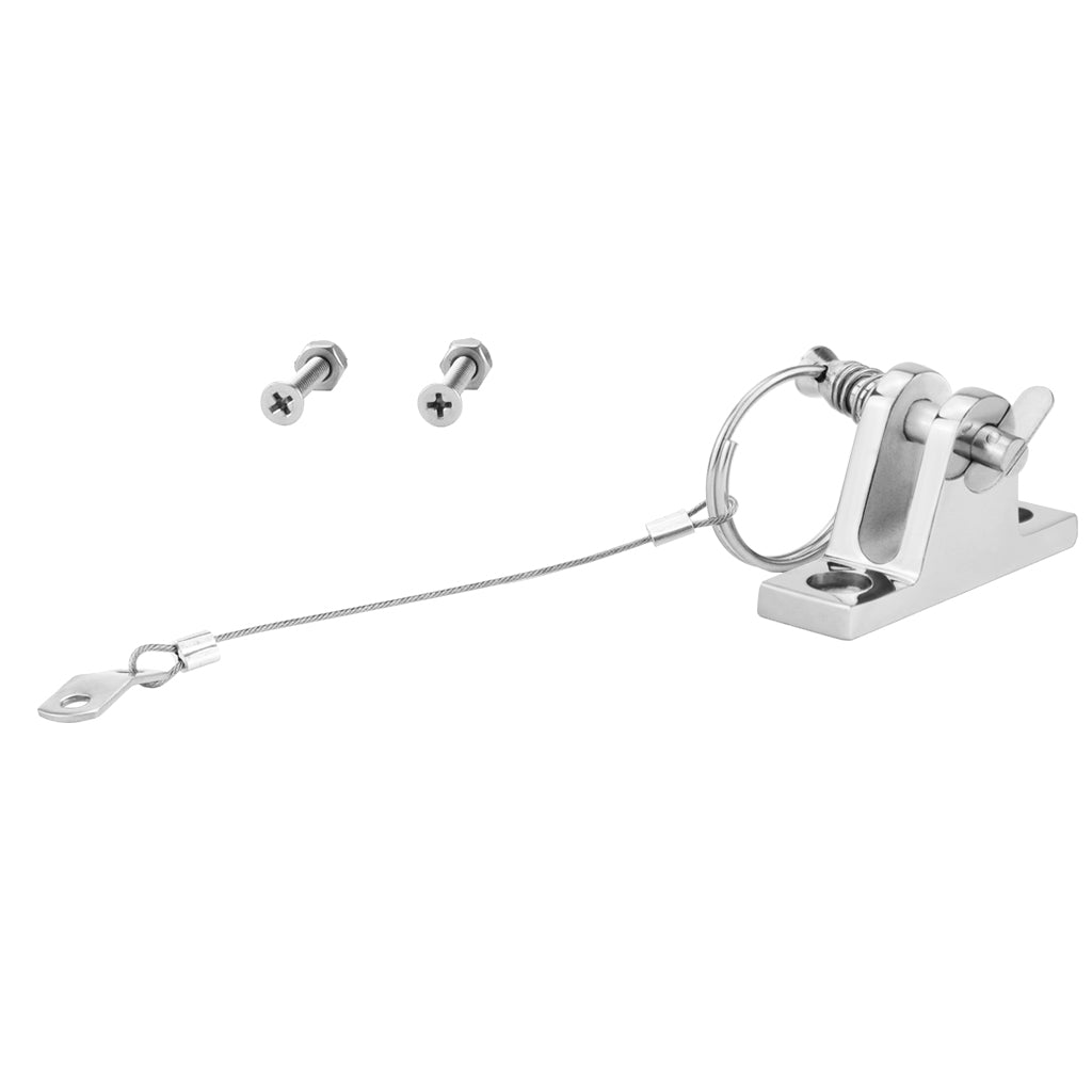 1 Piece Boat Bimini Top Fitting + 2 Pieces Screws Kayak Deck Hinge Bracket with Pin And Lanyard