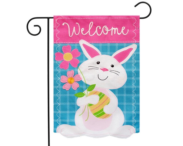 Briarwood Lane Bunny With Flowers Easter Burlap Garden Flag Welco