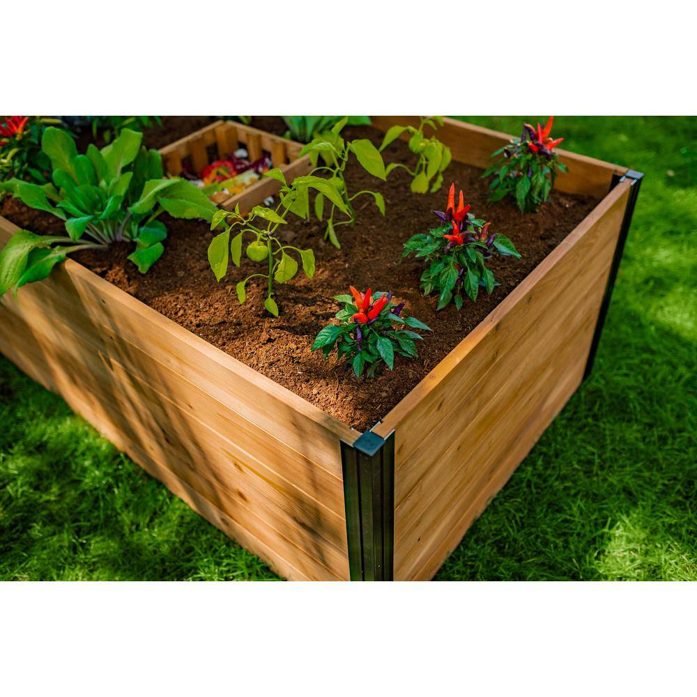 VITA Mezza 3'L x 5'W x 22H Cedar Keyhole Composting Garden Golden Brown VT17702 VT17702