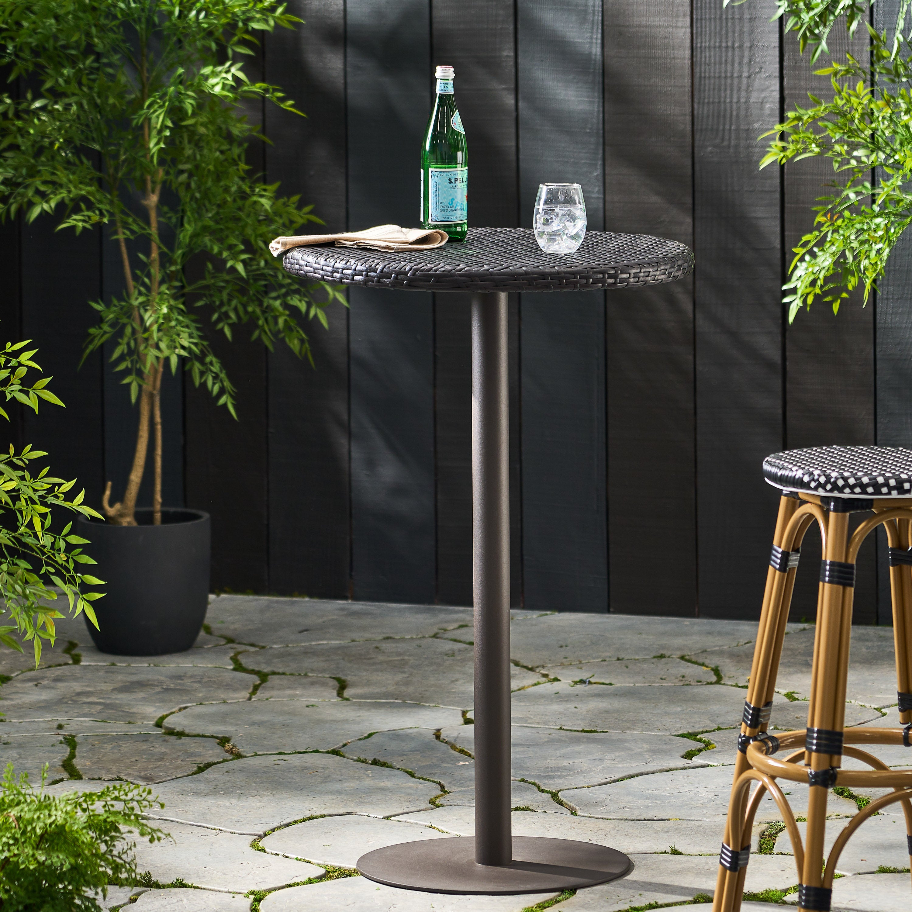 Domicca Outdoor 26 Inch Multi-brown Wicker Round Bar Table