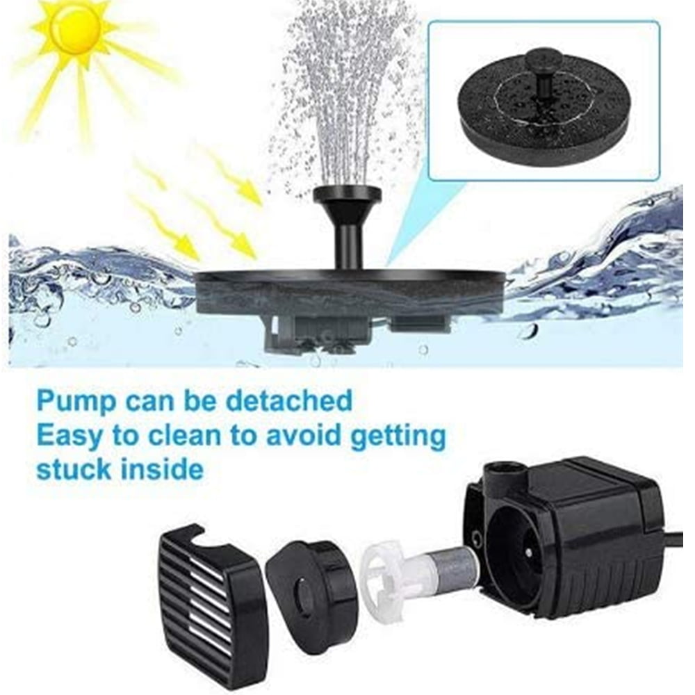 Movsou 4 Nozzle Independent Floating Solar Fountain Pump for Bird Bath Garden, Outdoor, Black