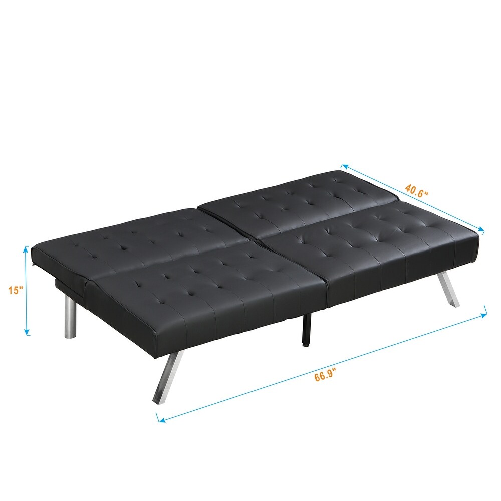 68 inch Multi Functional Sofa Bed  Tufted Fabric Upholstered Sleeper Lounge Couch Leisure Futon Sofa with Adjustable Backrest