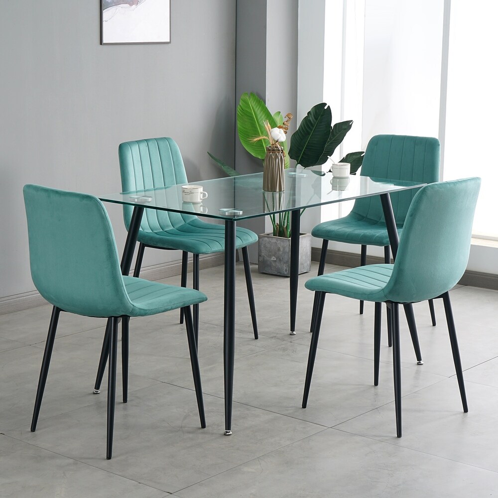 Set of 4 Upholstered Velvet Modern Dining Chair with Metal Legs