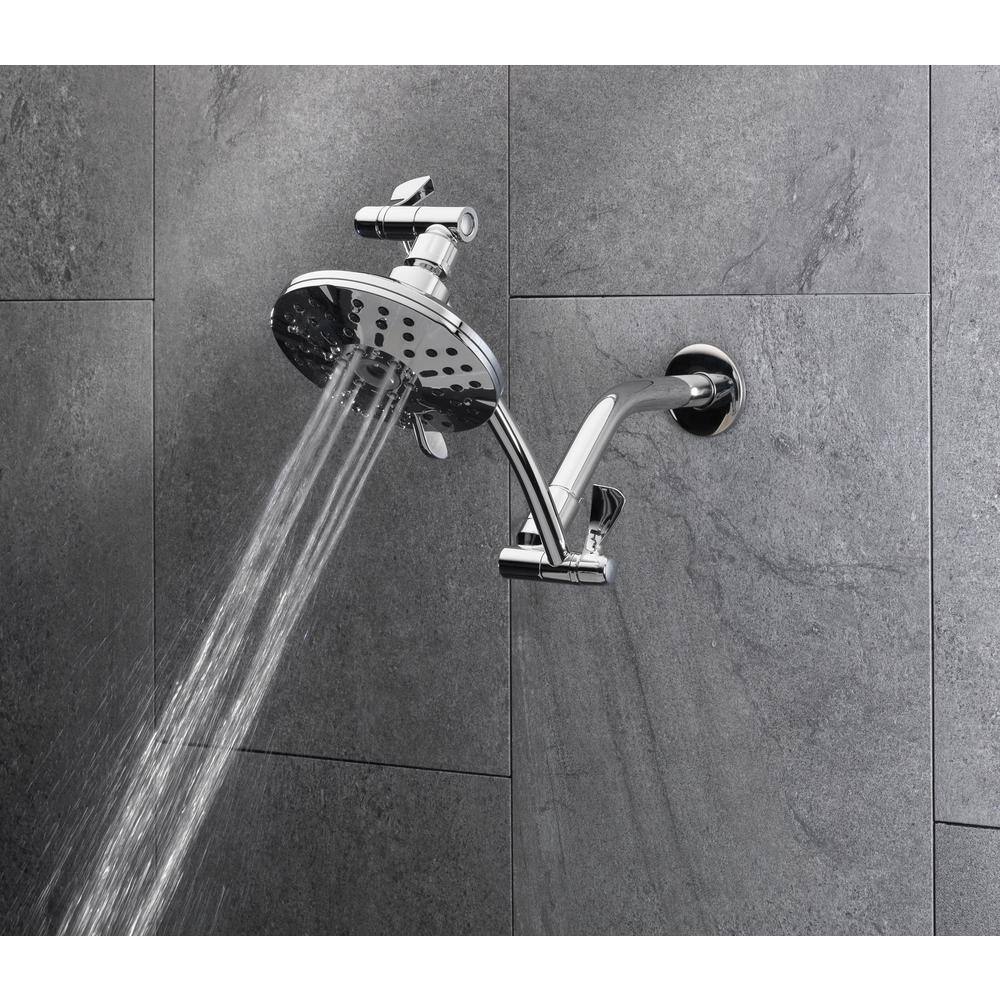 Glacier Bay 3-Spray Patterns with 1.8 GPM 5.4 in Wall Mount Fixed Shower Head with Adjustable Shower Arm in Chrome 3075-512-WS1