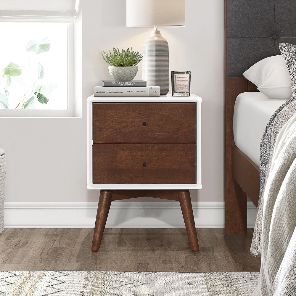 Denver Mid Century Modern White Night Stand