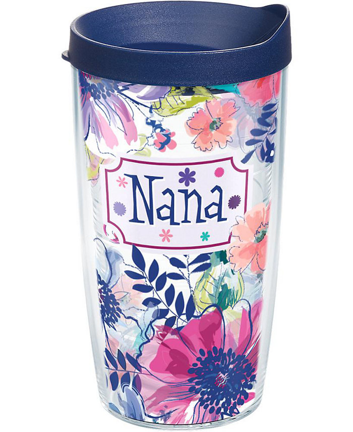 Tervis Tumbler Tervis Blue Line Floral Nana Made in USA Double Walled Insulated Tumbler Travel Cup Keeps Drinks Cold and Hot 16oz Classic