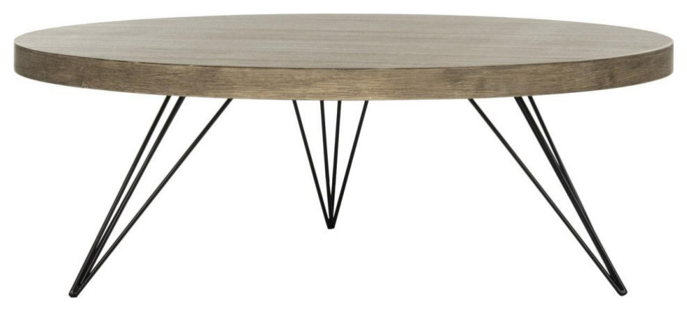 Irene Retro Mid Century Round Coffee Table  Light Gray/Black   Midcentury   Coffee Tables   by Rustic Home Furniture Deco  Houzz