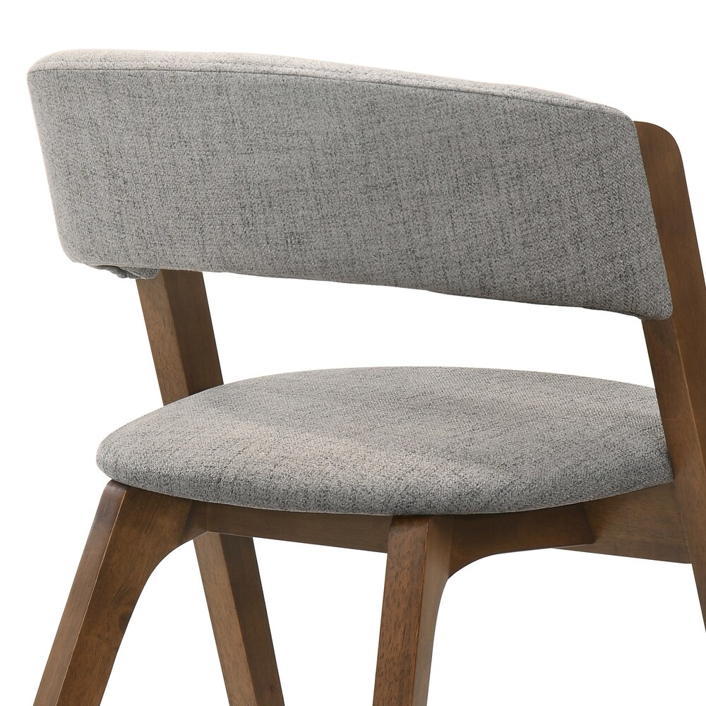 Rowan Mid Century Grey Upholstered Wood Dining Chairs   Set of 2