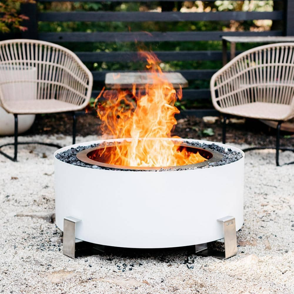 Breeo Luxeve White River with Gray Glass Outdoor Smokeless Fire Pit BR-LE24-WRGR