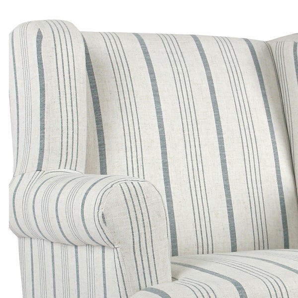 Fabric Upholstered Wooden Accent Chair with Wing Back， Multicolor