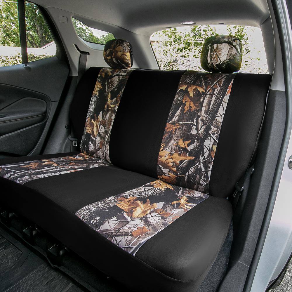 FH Group Buck59 47 in. x 1 in. x 23 in. Hunting Inspired Print Trim Seat Covers - Combo Full Set DMFB059114BROWNCAMO-W-B