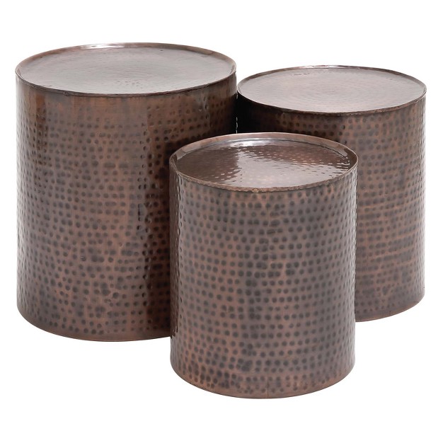 Metal Cylinder Accent Tables set Of 3 Brown Olivia amp May