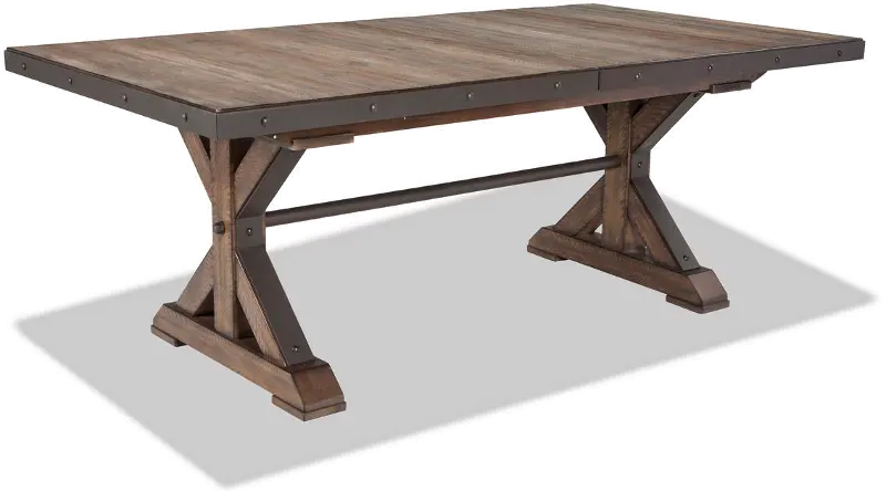 Tana Rustic Brown Trestle Dining Room Table