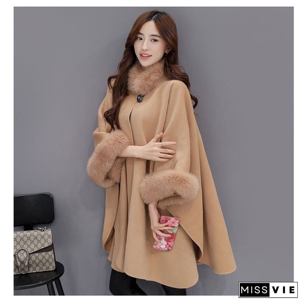 Winter Womens Parka Casual Coat Women Fur Coats Woman Clothes Cloak Shawl Jacket