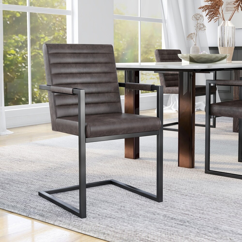 Vendrie Modern Metal Upholstered Dining Chairs by Furniture of America (Set of 2)