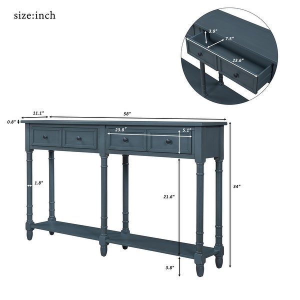 Classical Console Table Sofa Table with Two Storage Drawers