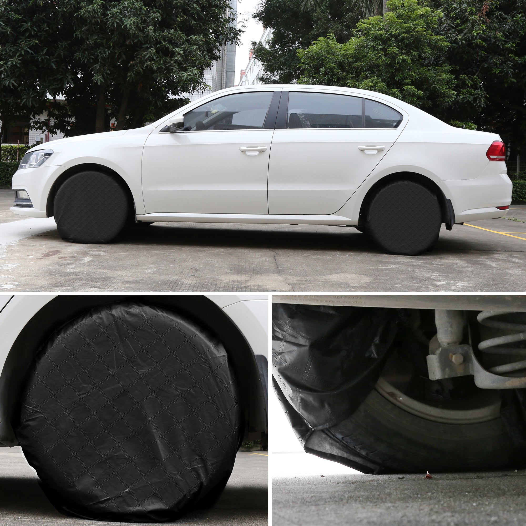 Unique Bargains  Set of 4 Tire Covers Aluminum Film Sun Protectors for 24