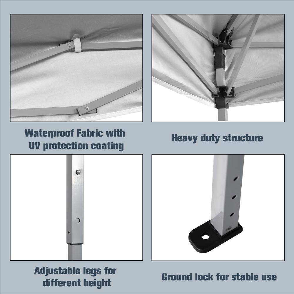 PHI VILLA 10 ft. x 10 ft. Pop Up Canopy White THD-E02GA0102-006-06WT