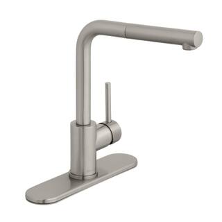 Glacier Bay Menlo Single-Handle Pull-Out Sprayer Kitchen Faucet in Stainless Steel HD67439W-0008D2