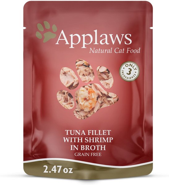 Applaws Tuna with Shrimp Bits in Broth Wet Cat Food， 2.47-oz， case of 12