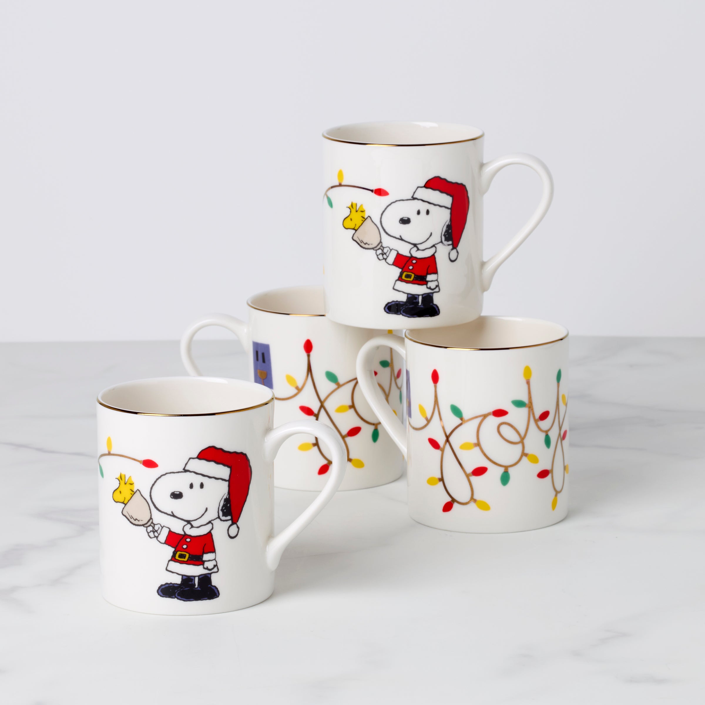 Snoopy Christmas Mugs, Set of 4