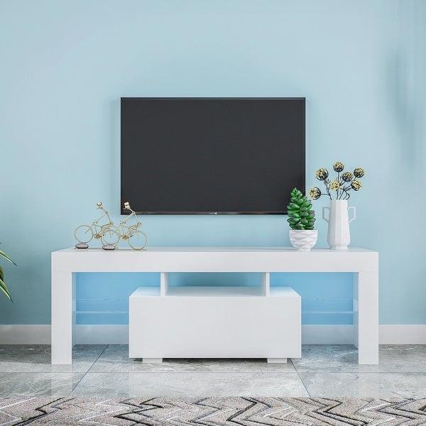 Entertainment TV Stand， Large TV Stand TV Base Stand with LED Light TV Cabinet