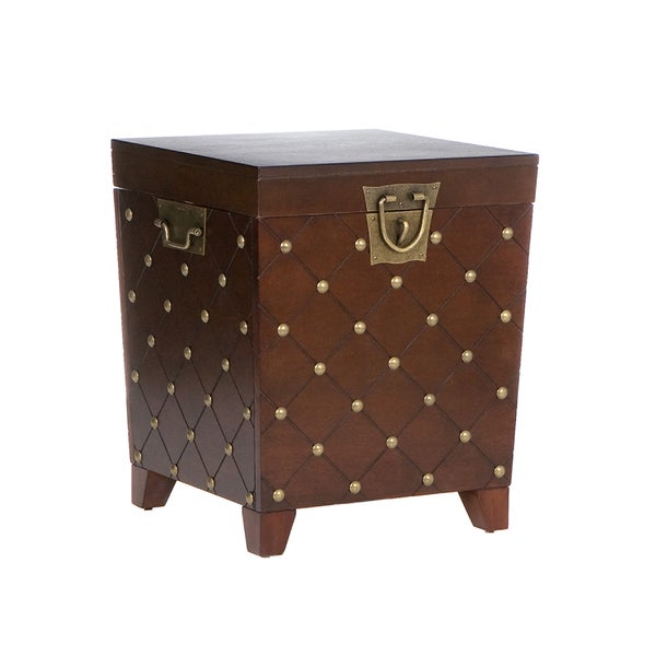 SEI Furniture Liatris Nailhead Espresso End Table Trunk