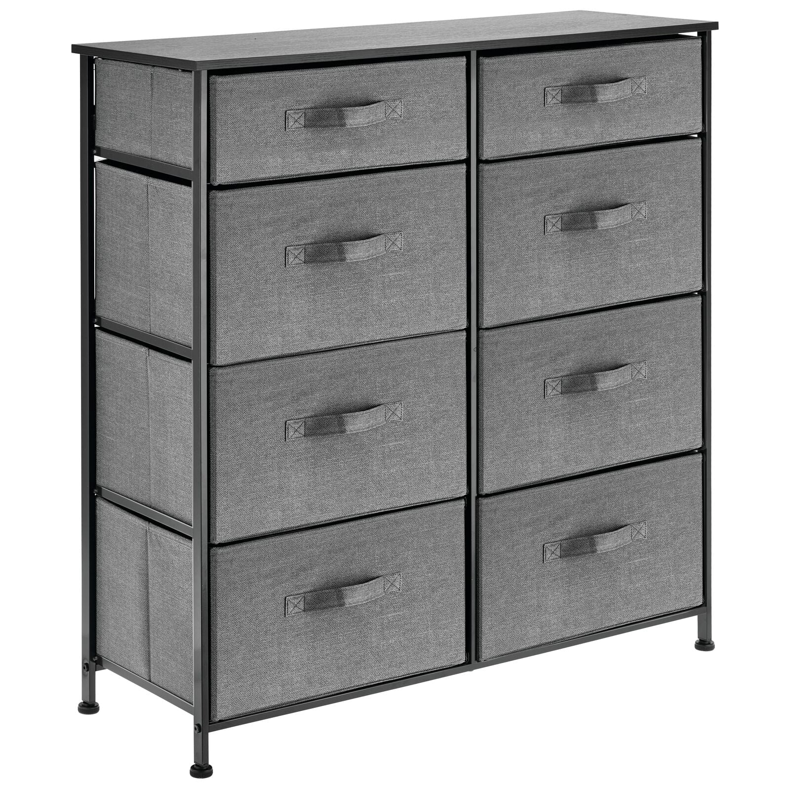 mDesign Tall Steel Frame/Wood Top Storage Dresser Furniture Unit with 8 Slim Removable Fabric Drawers, Large Bureau Organizer for Bedroom, Living Room, Closet - Lido Collection, Charcoal Gray