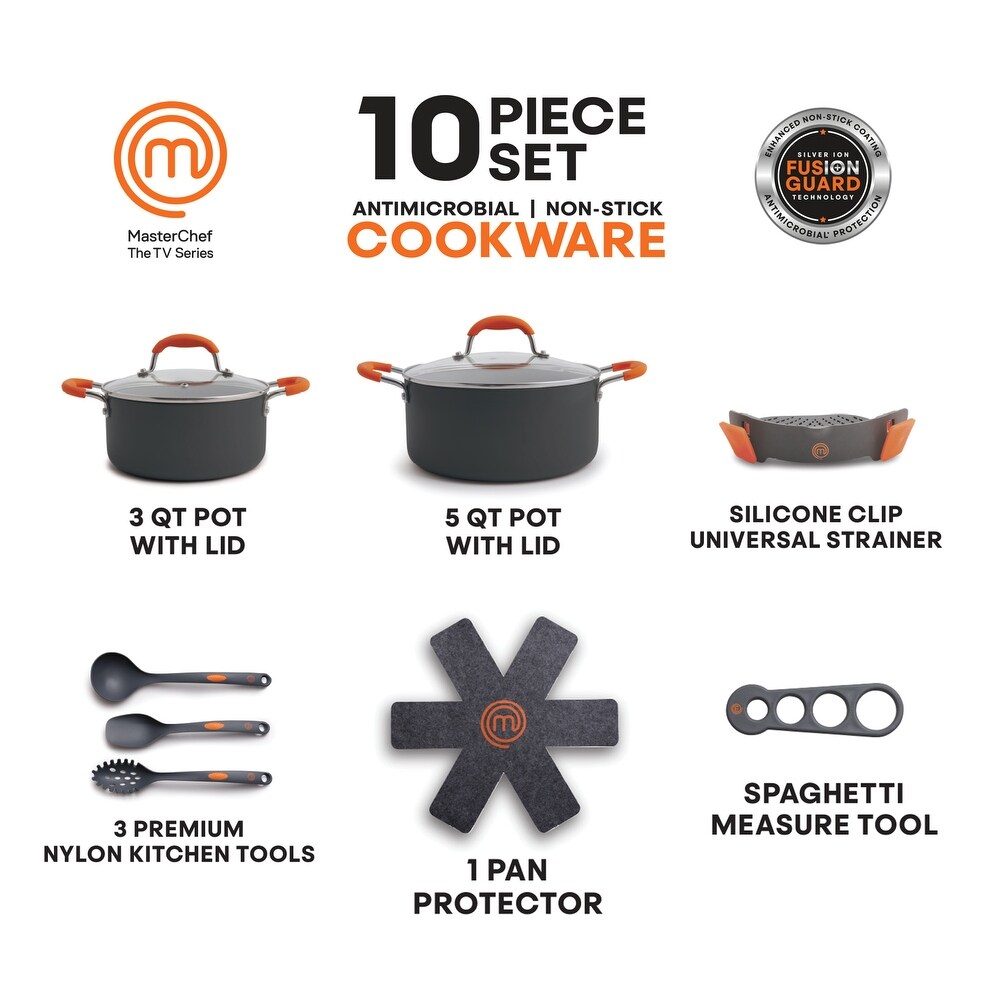 MasterChef MC3015 10 Pieces Champions Pasta  Soup   Stew Pot Set Gray