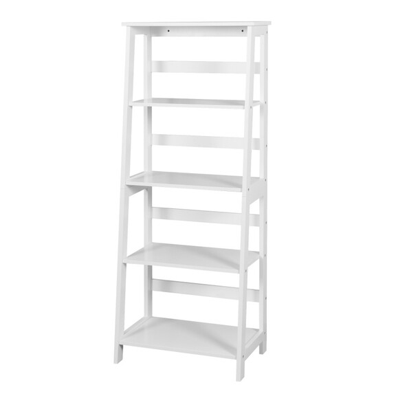 Basics Modern 5 Tier Ladder Wooden shelf Organizer...