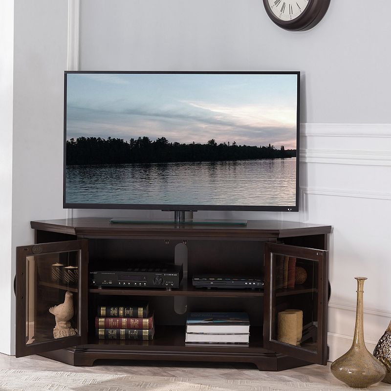 Leick Furniture Chocolate Cherry 56W Corner TV Console