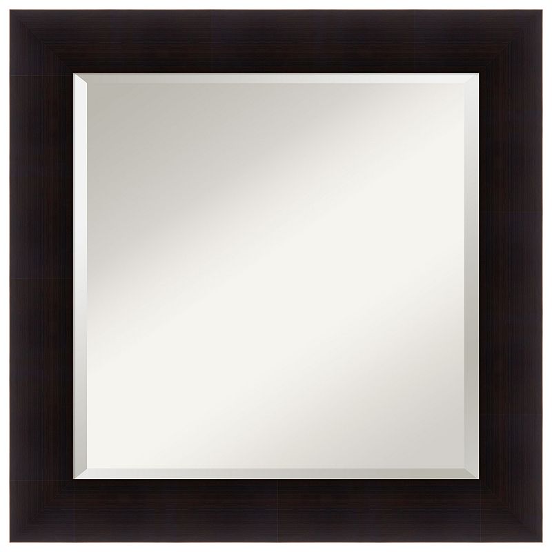 Portico Espresso Beveled Wood Bathroom Wall Mirror