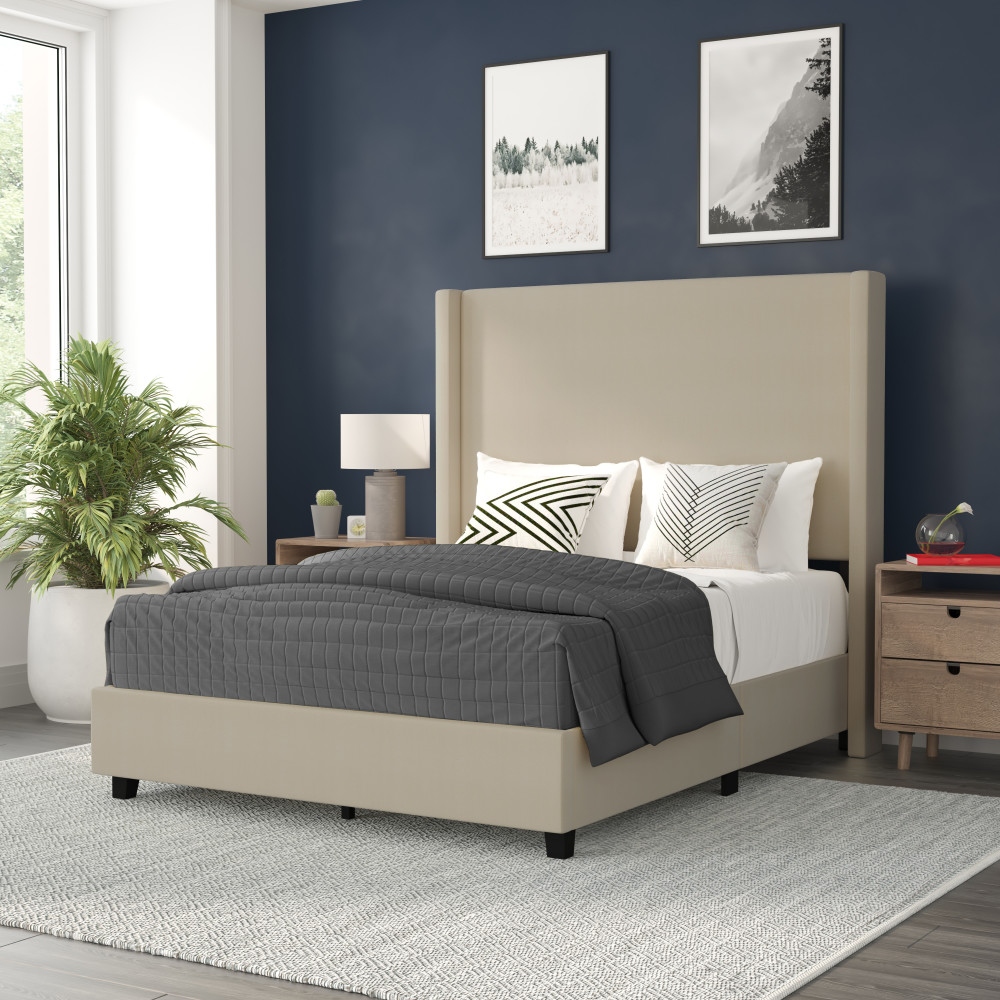 Upholstered Platform Bed with Channel Stitched Headboard