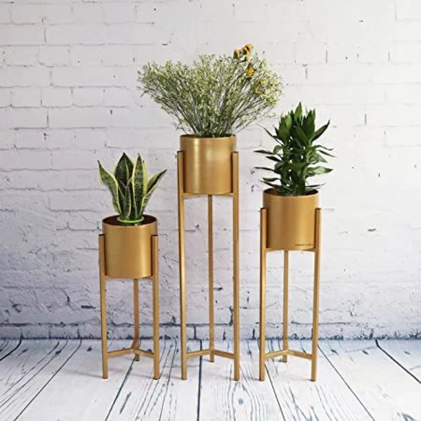 Metal Planter with Stand Flower Pot for Home Decoration Party Wedding Decoration Floor Planter Set For Garden Supplies