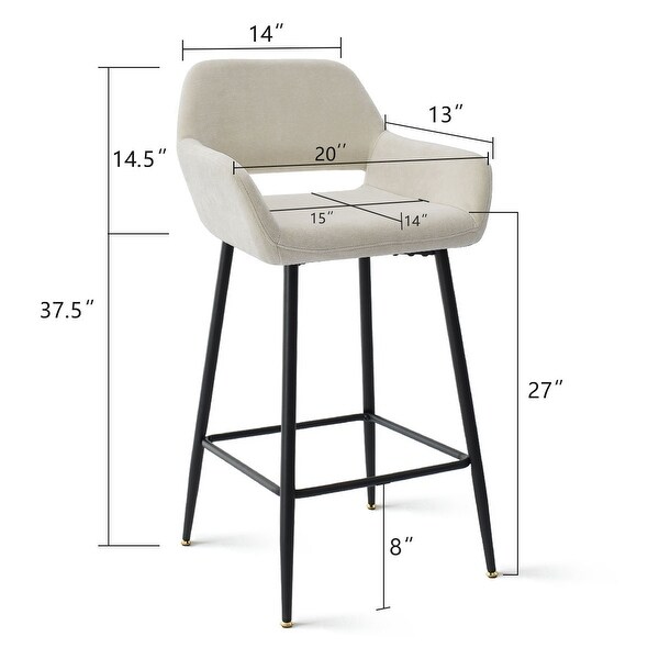 KOSSMAI Set of 2 Counter Bar Stools With Arms