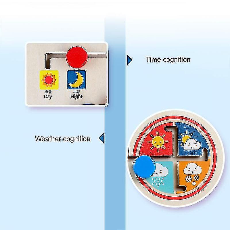 Wooden Weather Clock Toy Baby Time Cognition Preschool Education Teaching Aids Toys