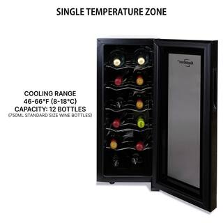 Koolatron 12 Bottle Wine Cooler Black 1 cu. ft. (28L) Freestanding Thermoelectric Wine Fridge WC12