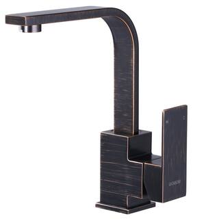 WOWOW Single-Handle Deck Mount Stainless Steel Bar Faucet with Hot and Cold Dual Modes in Oil Rubbed Bronze 2312301RB-BHHD