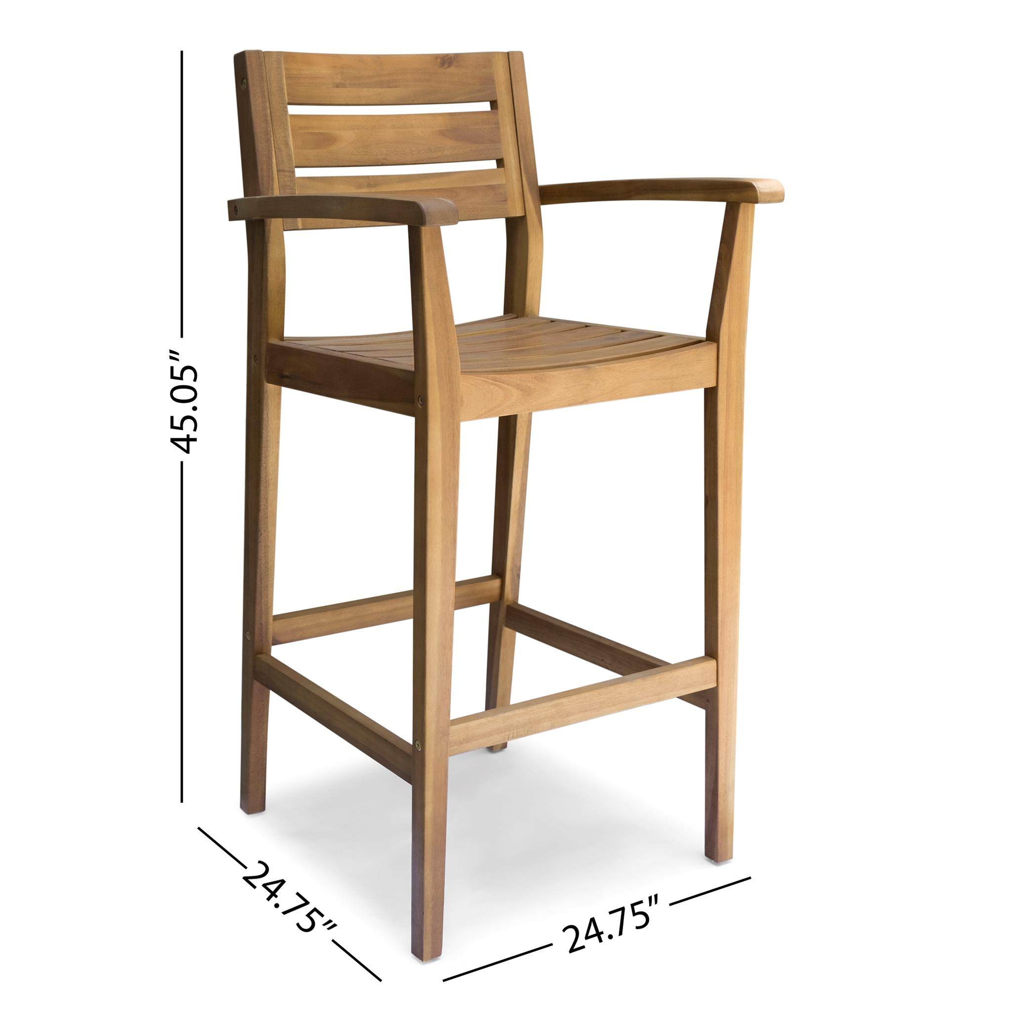 Blair Outdoor Rustic Acacia Wood Barstool (Set of 4)