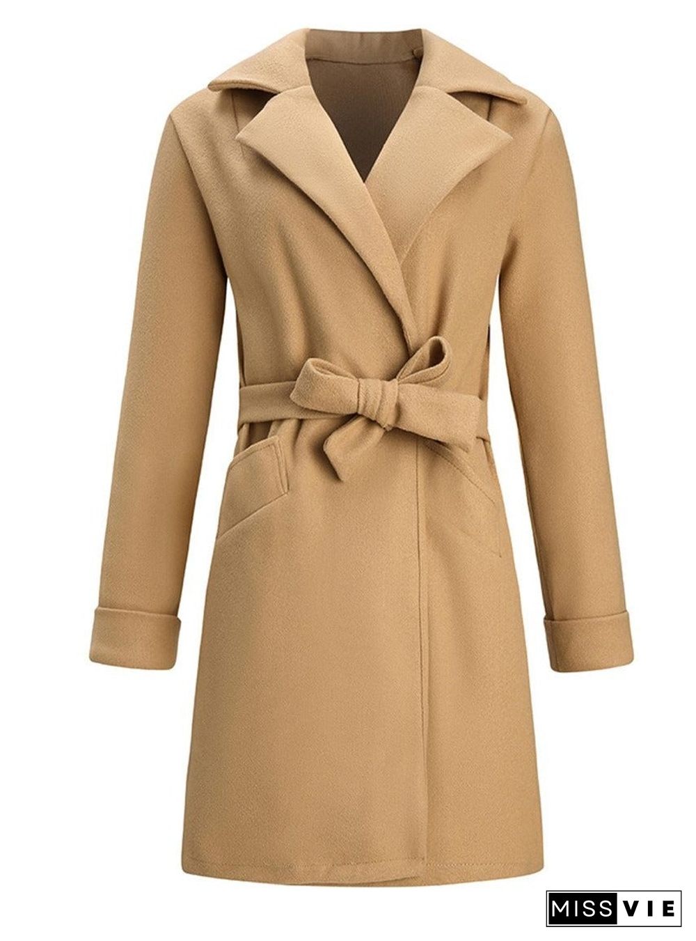 Fashion Belt Lapel Coat