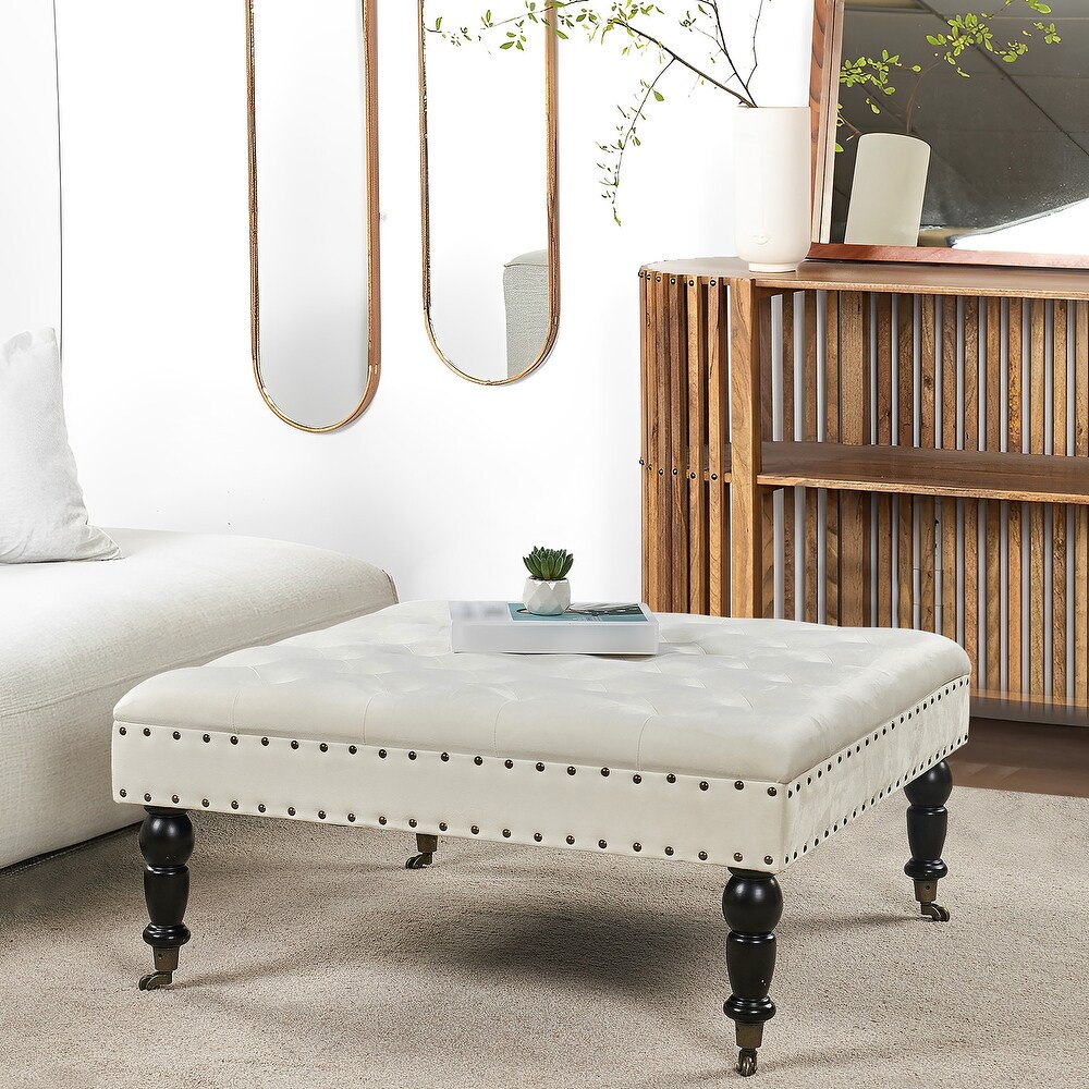 Home Soft Things Supersoft Tufted Coffee Table Ottoman   33\