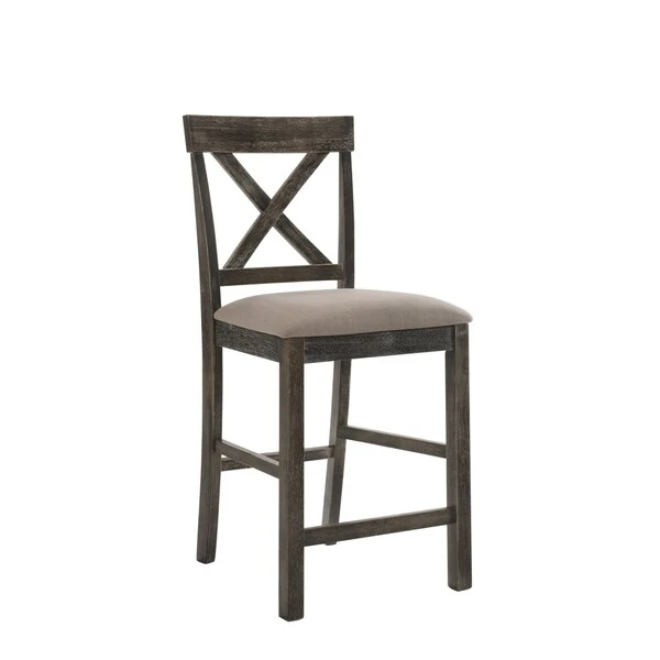 ACME Martha II Counter Height Chair (Set of 2) in Tan Linen and Weathered Gray